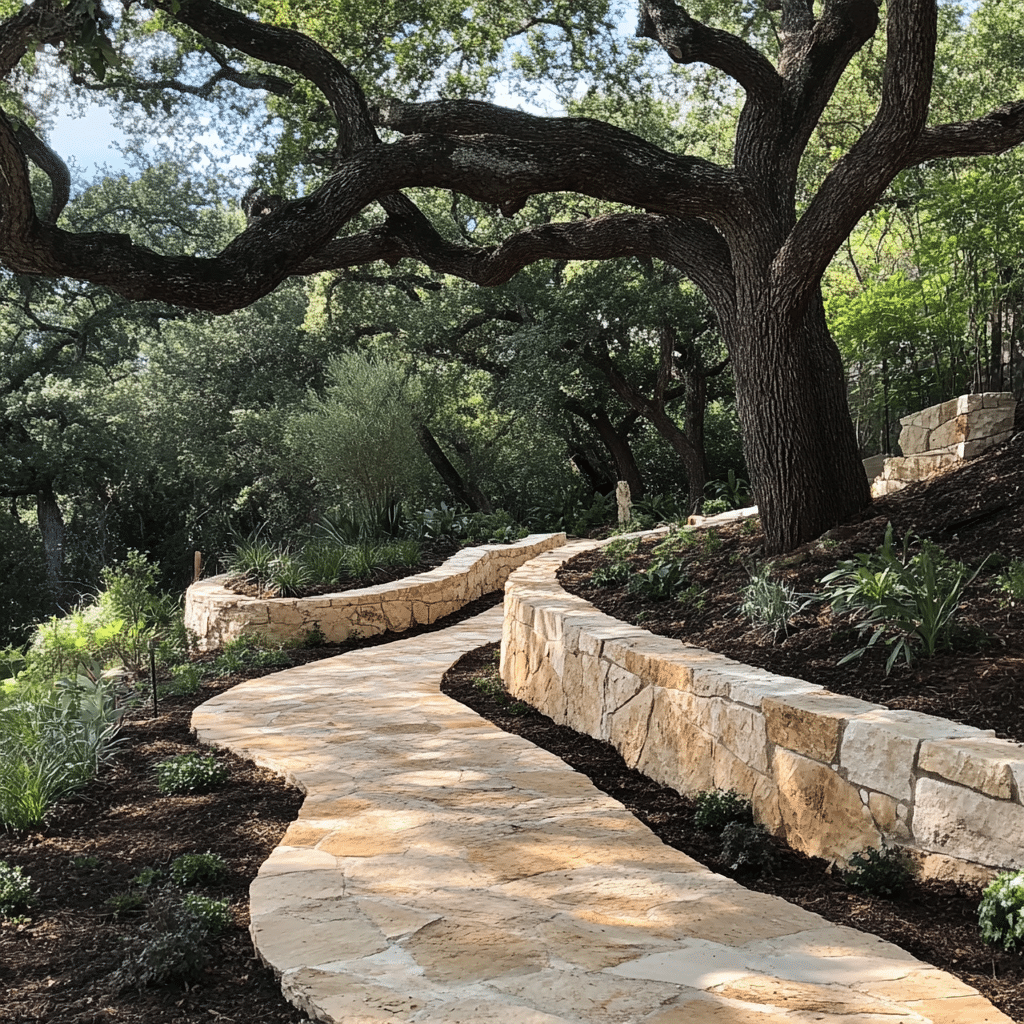 flagstone hardscaping and retaining wall